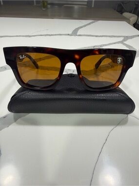Ray-Ban Ferrari Scuderia Tortoiseshell Frame Sunglasses w/Amber Lenses RB2217M
